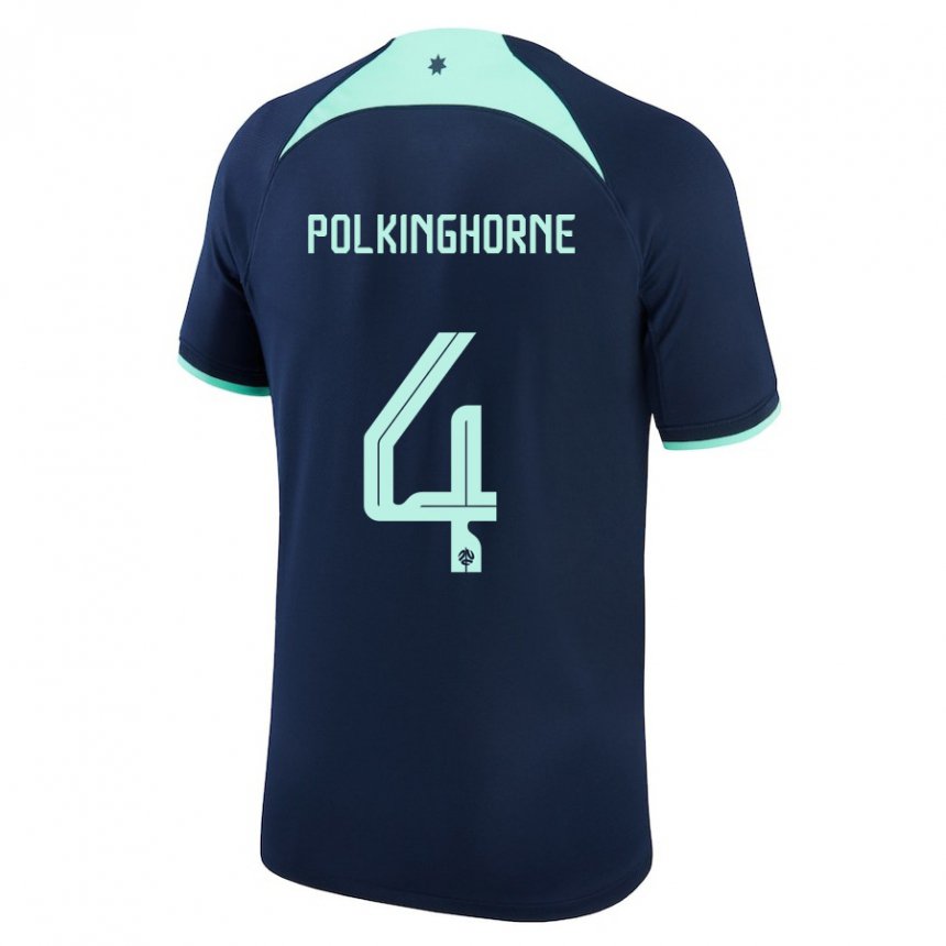 Homem Camisola Australiana Clare Polkinghorne #4 Azul Escuro Alternativa 22-24 Camisa Brasil