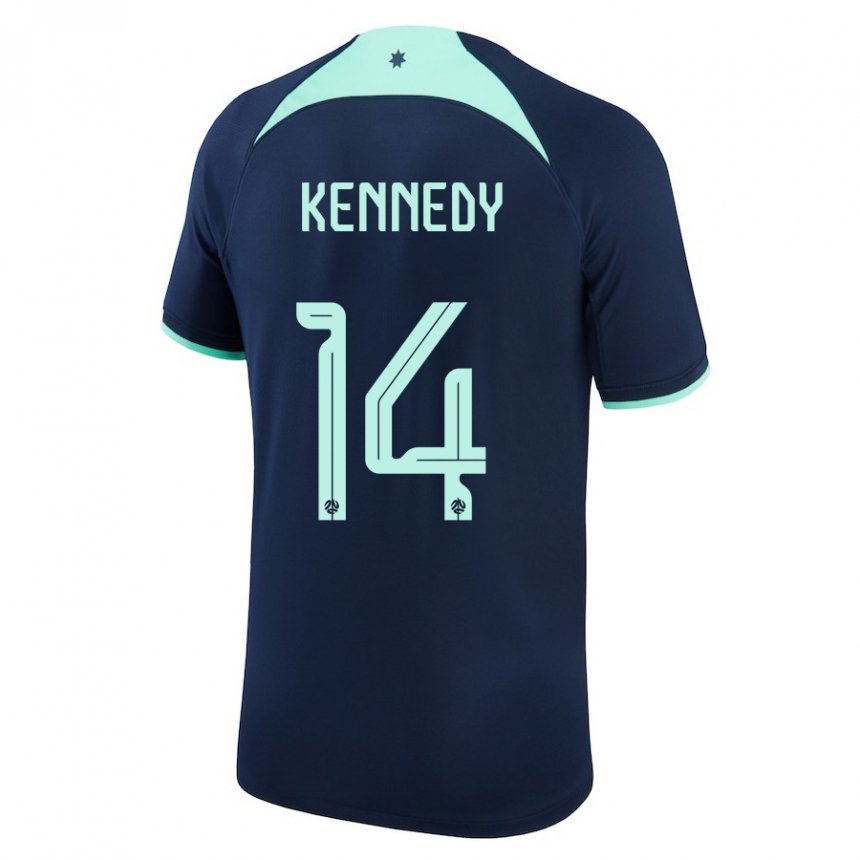 Homem Camisola Australiana Alanna Kennedy #14 Azul Escuro Alternativa 22-24 Camisa Brasil