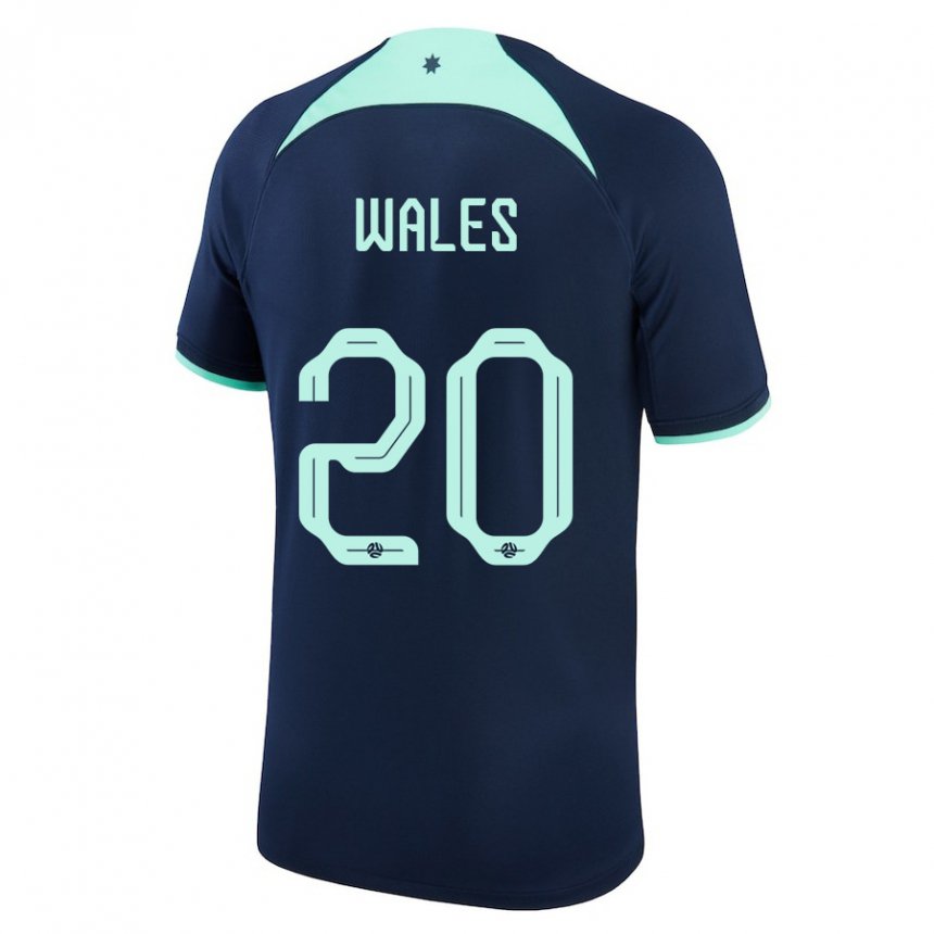 Homem Camisola Australiana Lachlan Wales #20 Azul Escuro Alternativa 22-24 Camisa Brasil