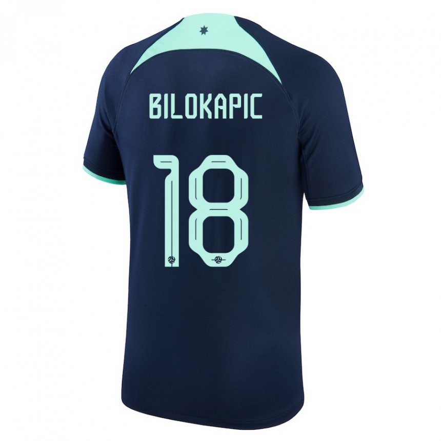Homem Camisola Australiana Nicholas Bilokapic #18 Azul Escuro Alternativa 22-24 Camisa Brasil