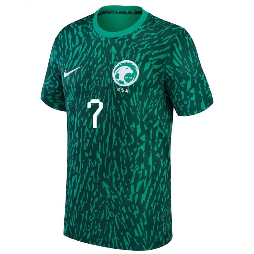 Homem Camisola Saudita Fahad Fallath #7 Verde Escuro Alternativa 22-24 Camisa Brasil