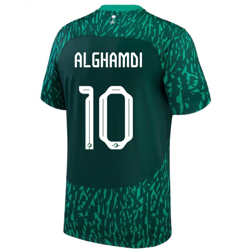 Homem Camisola Saudita Ahmad Alghamdi #10 Verde Escuro Alternativa 22-24 Camisa Brasil