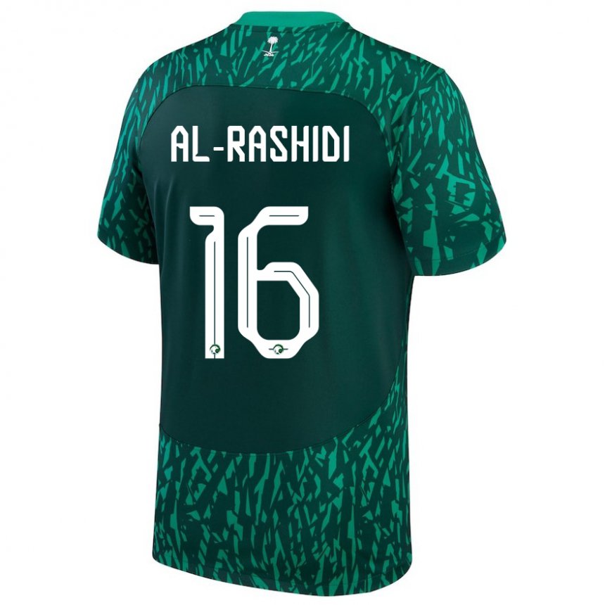 Homem Camisola Saudita Mohammed Al Rashidi #16 Verde Escuro Alternativa 22-24 Camisa Brasil