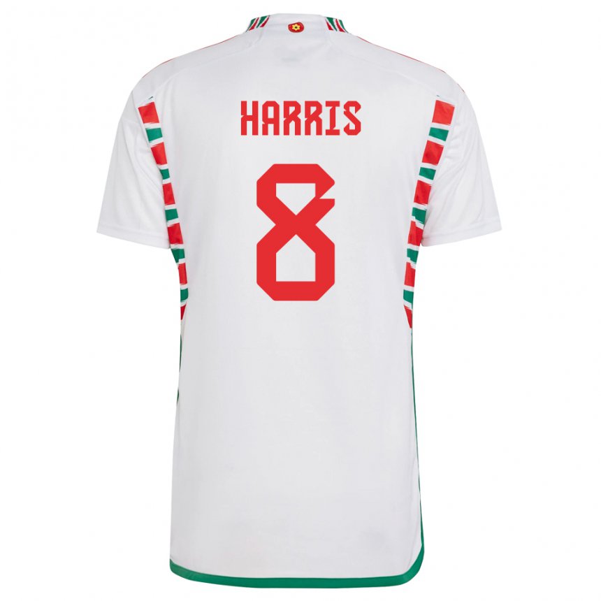 Homem Camisola Galesa Luke Harris #8 Branco Alternativa 22-24 Camisa Brasil