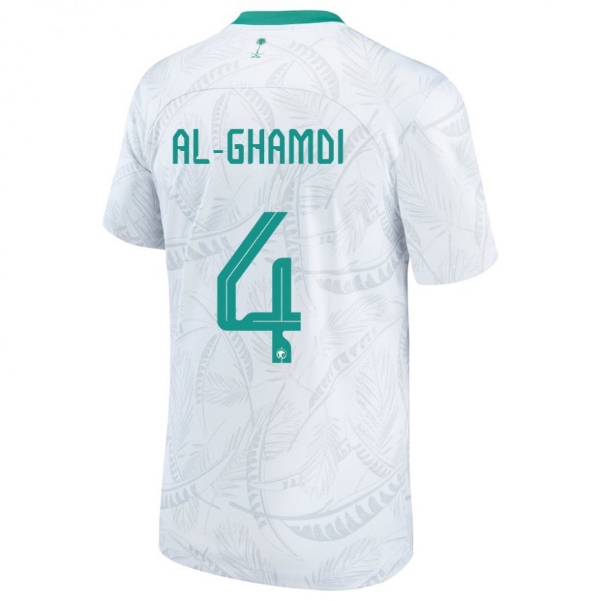 Mulher Camisola Saudita Talah Al Ghamdi #4 Branco Principal 22-24 Camisa Brasil