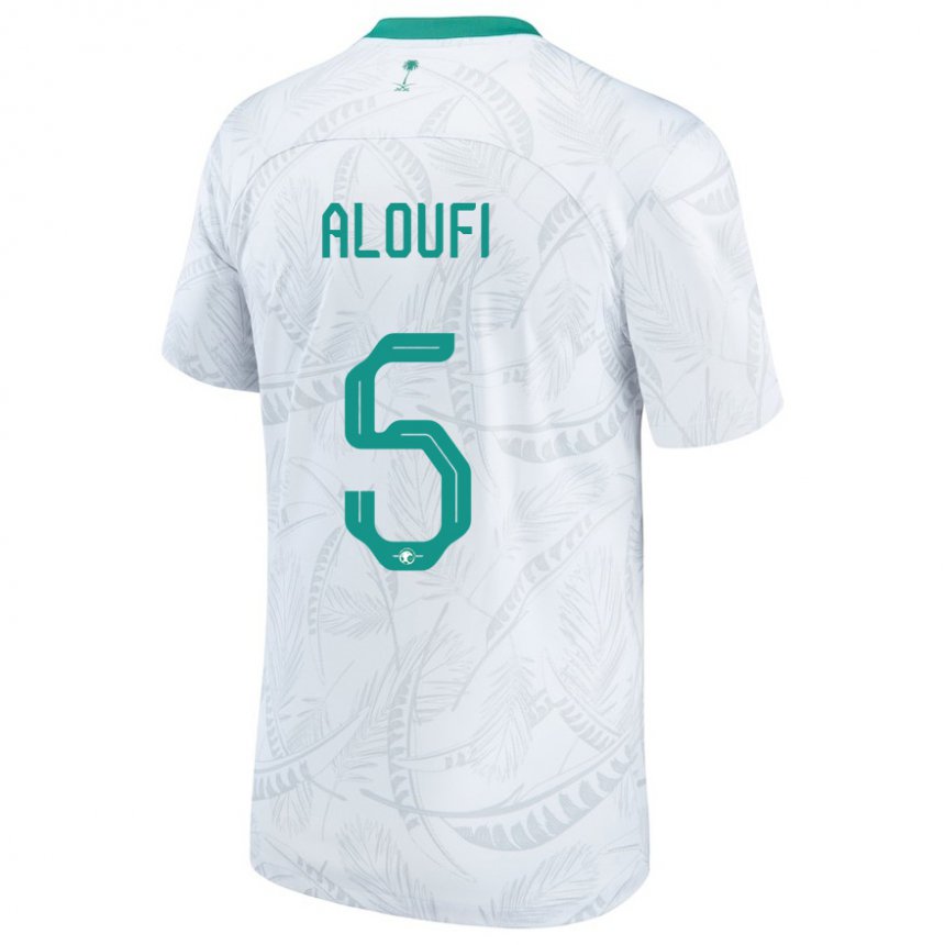 Mulher Camisola Saudita Mohammed Aloufi #5 Branco Principal 22-24 Camisa Brasil