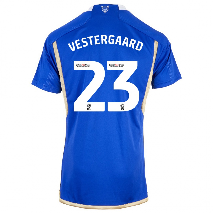 Criança Camisola Jannik Vestergaard #23 Azul Principal 2023/24 Camisa Brasil