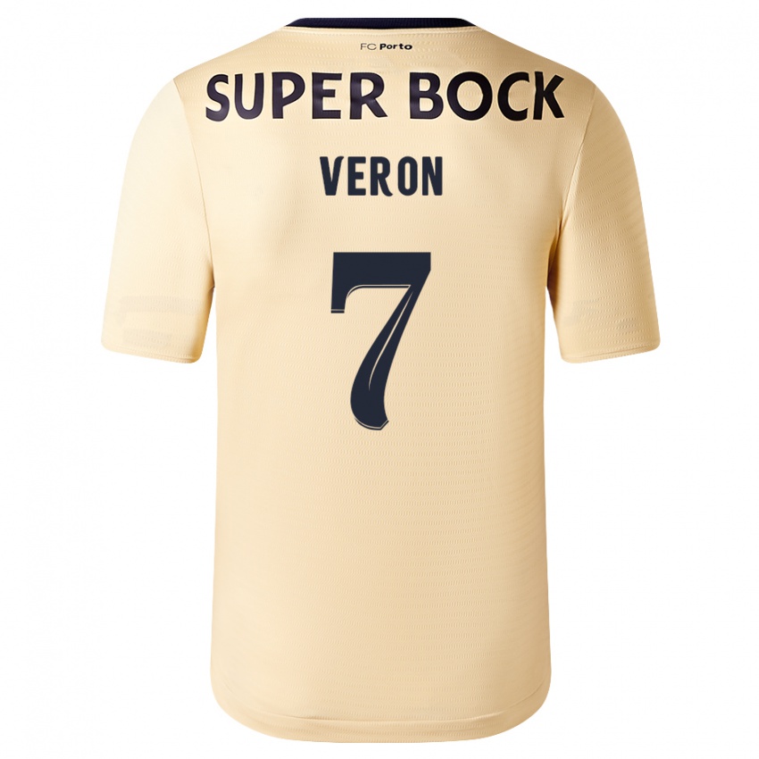 Criança Camisola Gabriel Veron #7 Bege-Dourado Alternativa 2023/24 Camisa Brasil