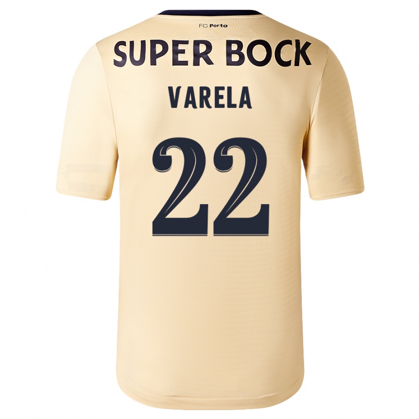 Criança Camisola Alan Varela #22 Bege-Dourado Alternativa 2023/24 Camisa Brasil