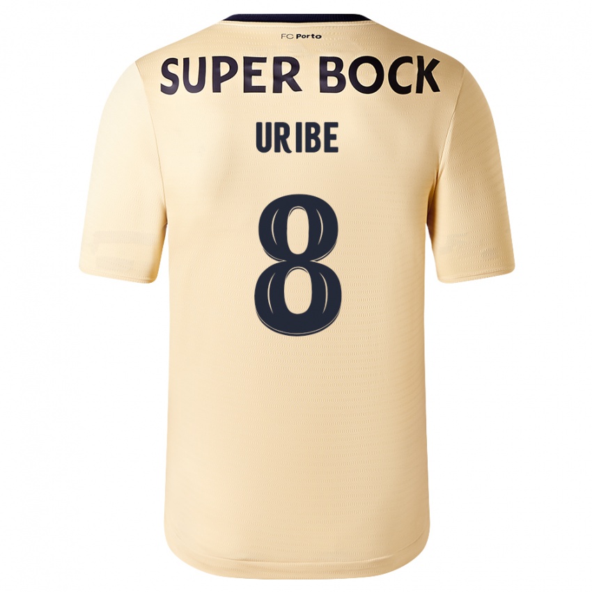 Criança Camisola Mateus Uribe #8 Bege-Dourado Alternativa 2023/24 Camisa Brasil