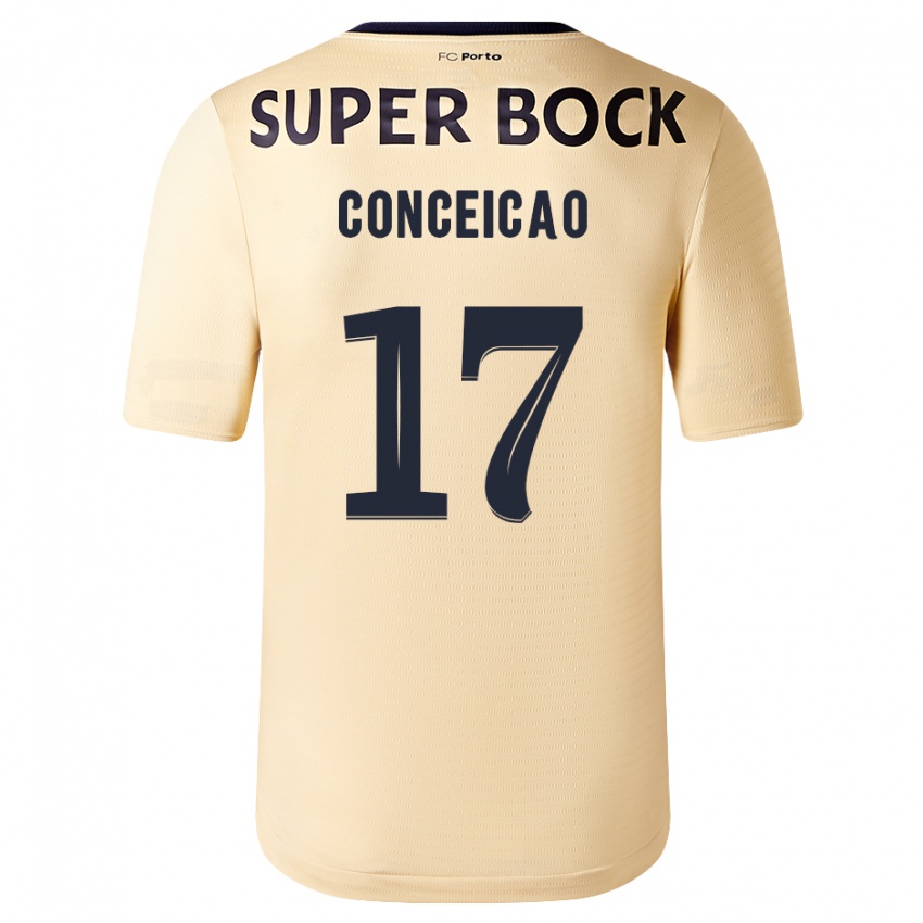 Criança Camisola Rodrigo Conceicao #17 Bege-Dourado Alternativa 2023/24 Camisa Brasil