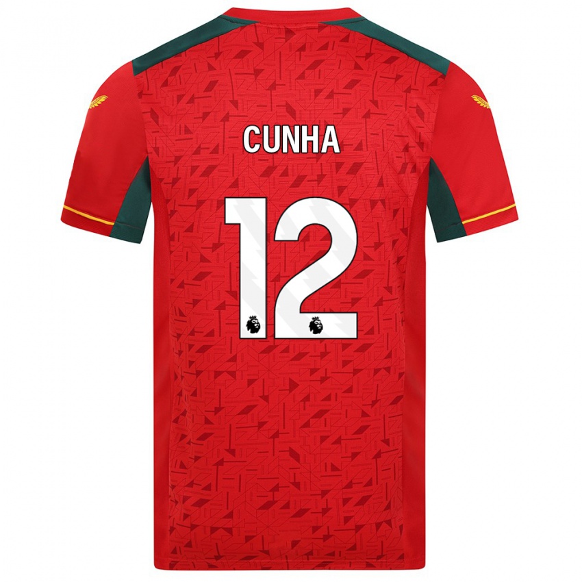 Homem Camisola Matheus Cunha #12 Vermelho Alternativa 2023/24 Camisa Brasil