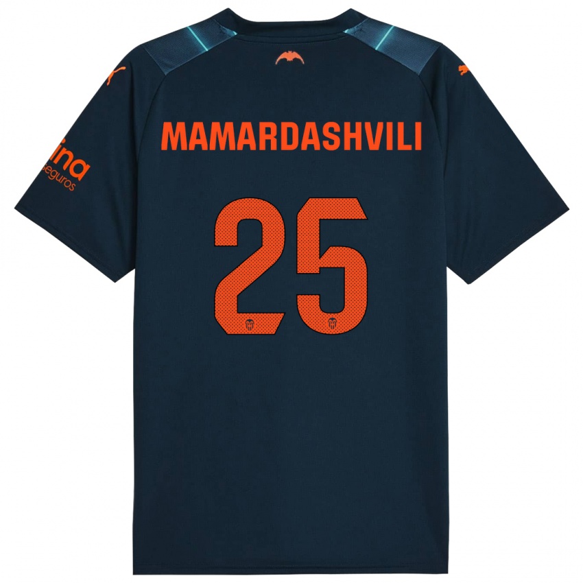 Homem Camisola Giorgi Mamardashvili #25 Azul Marinho Alternativa 2023/24 Camisa Brasil