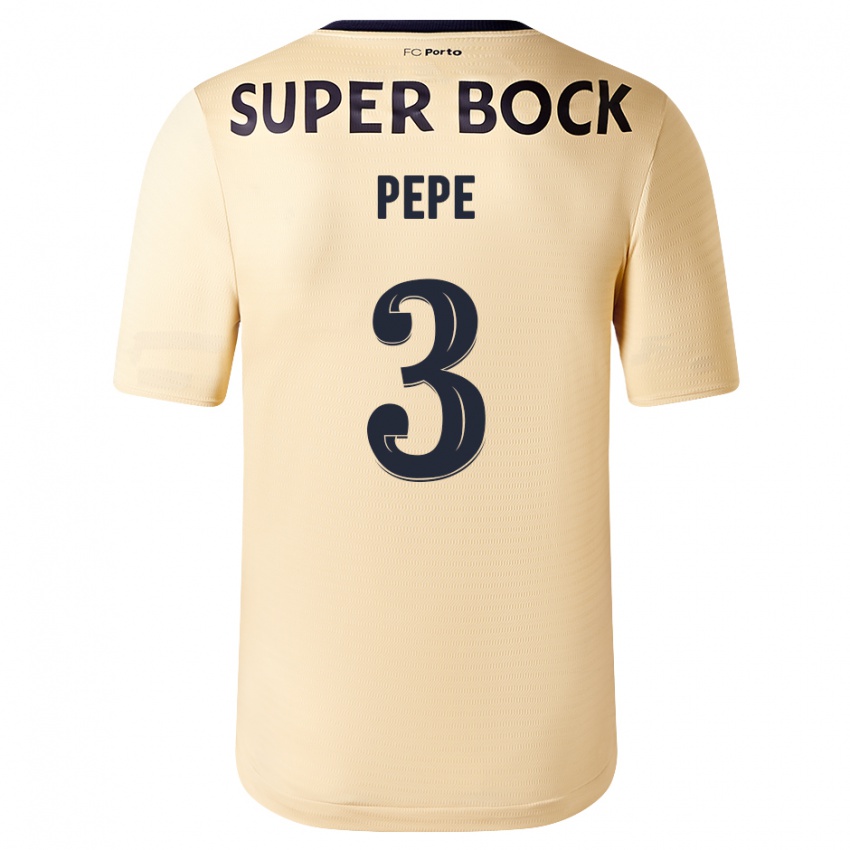 Homem Camisola Pepe #3 Bege-Dourado Alternativa 2023/24 Camisa Brasil