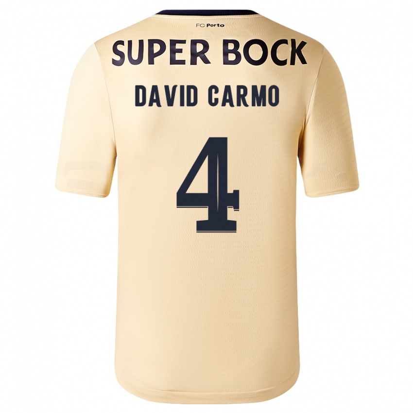 Homem Camisola David Carmo #4 Bege-Dourado Alternativa 2023/24 Camisa Brasil