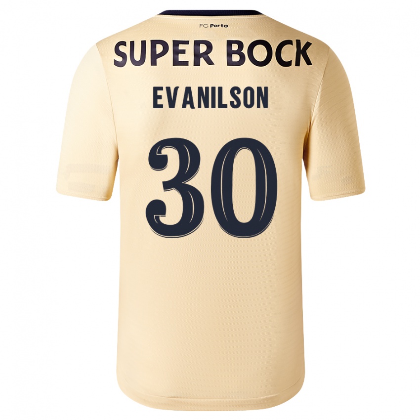 Homem Camisola Evanilson #30 Bege-Dourado Alternativa 2023/24 Camisa Brasil