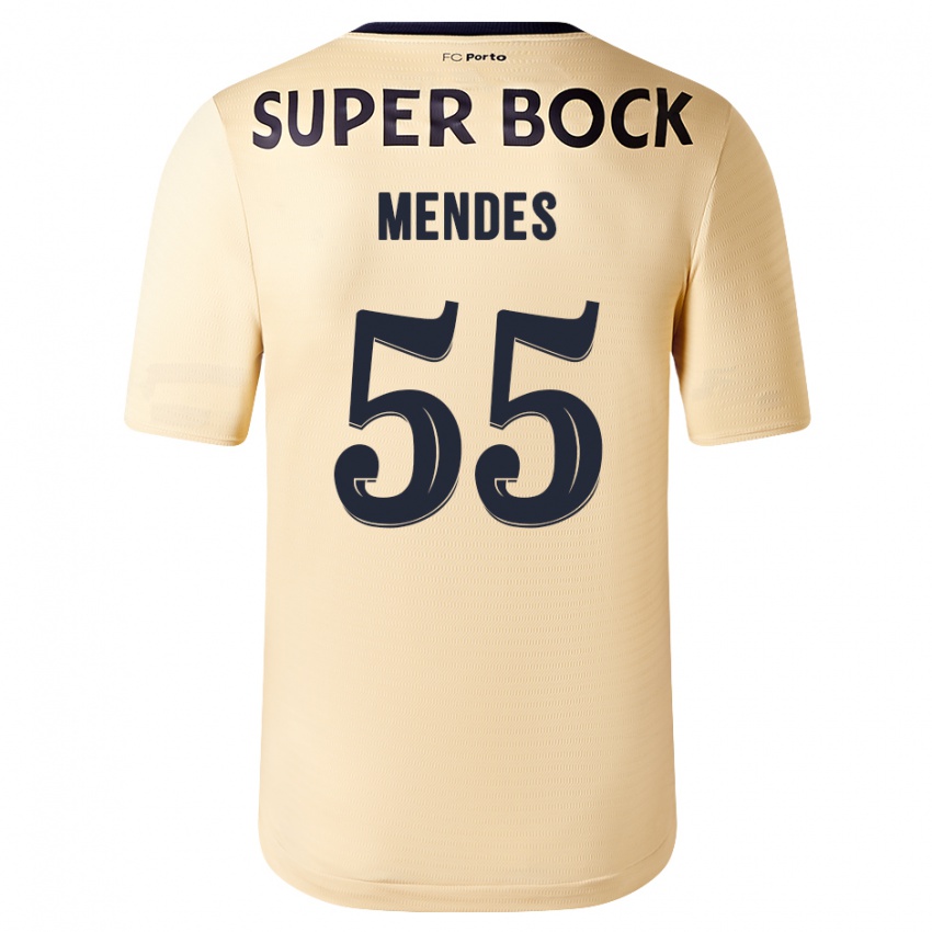 Homem Camisola Joao Mendes #55 Bege-Dourado Alternativa 2023/24 Camisa Brasil