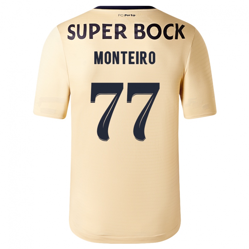 Homem Camisola Rui Monteiro #77 Bege-Dourado Alternativa 2023/24 Camisa Brasil