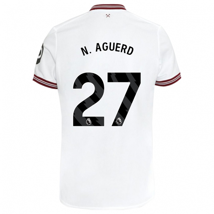 Mulher Camisola Nayef Aguerd #27 Branco Alternativa 2023/24 Camisa Brasil