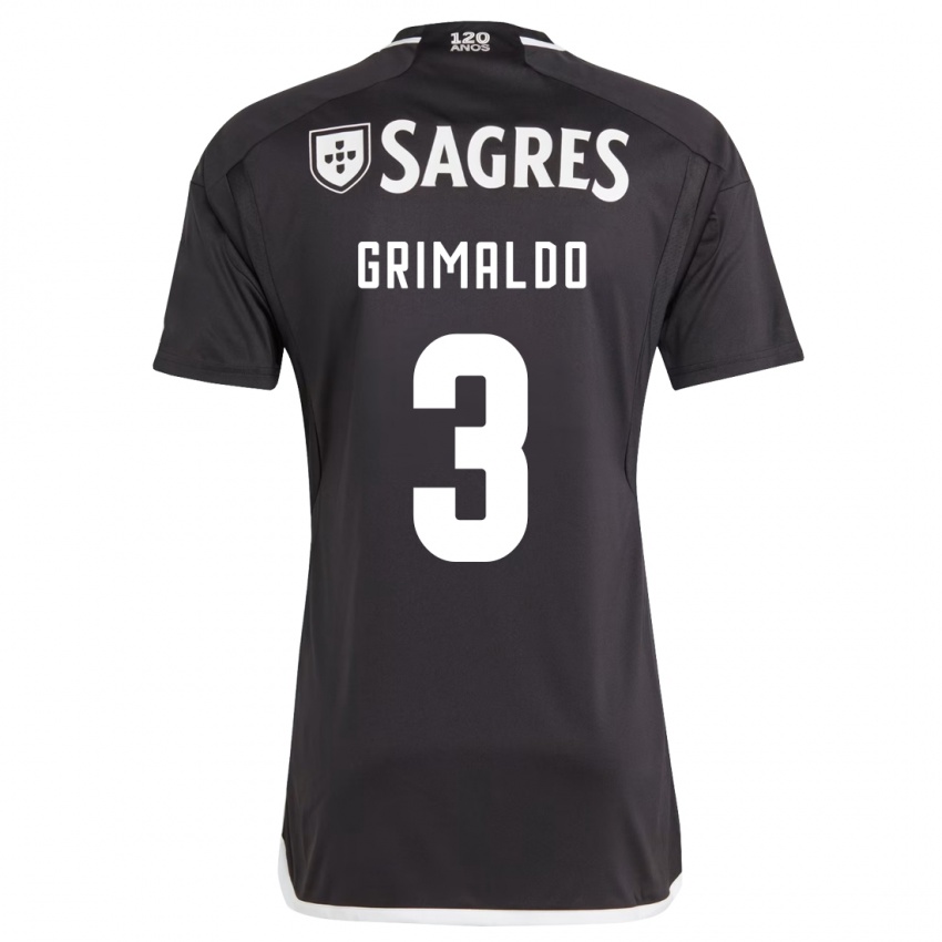 Mulher Camisola Alejandro Grimaldo #3 Preto Alternativa 2023/24 Camisa Brasil