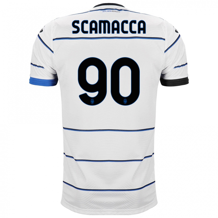 Mulher Camisola Gianluca Scamacca #90 Branco Alternativa 2023/24 Camisa Brasil