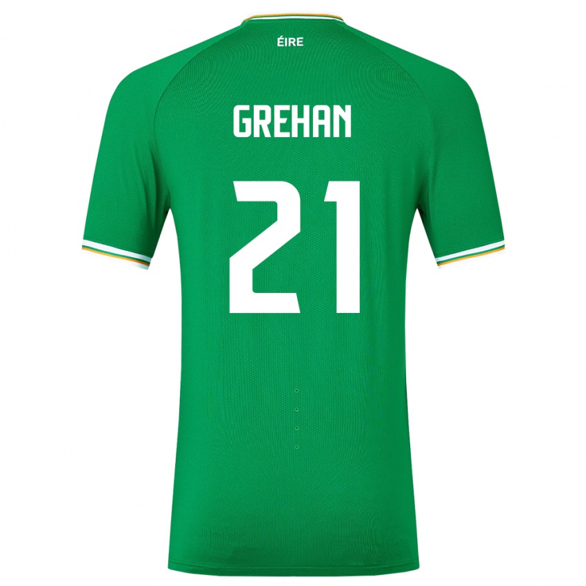 Criança Camisola Irlanda Sean Grehan #21 Verde Principal 24-26 Camisa Brasil