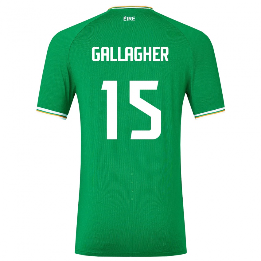 Criança Camisola Irlanda Oisín Gallagher #15 Verde Principal 24-26 Camisa Brasil