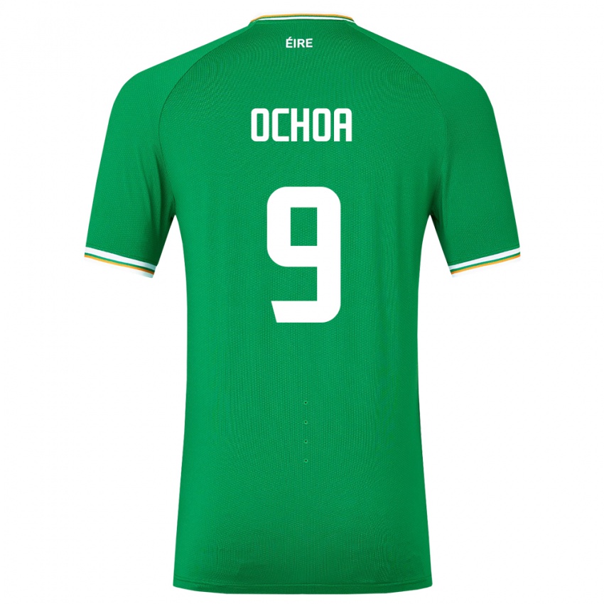 Criança Camisola Irlanda Aarón Ochoa #9 Verde Principal 24-26 Camisa Brasil