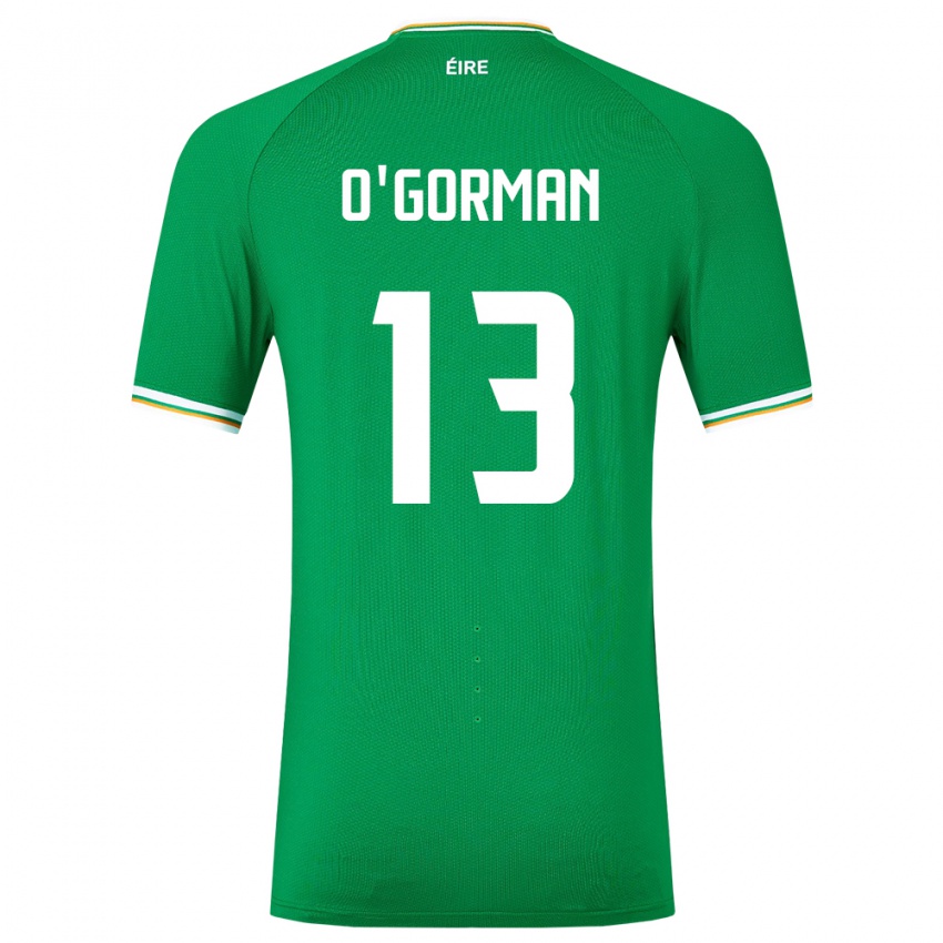 Criança Camisola Irlanda Áine O'gorman #13 Verde Principal 24-26 Camisa Brasil