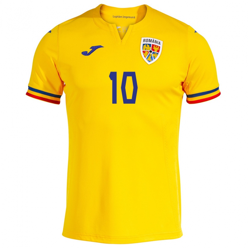 Criança Camisola Romênia Octavian Popescu #10 Amarelo Principal 24-26 Camisa Brasil