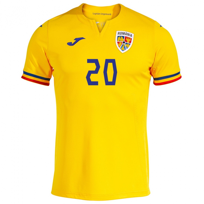 Criança Camisola Romênia Darius Olaru #20 Amarelo Principal 24-26 Camisa Brasil