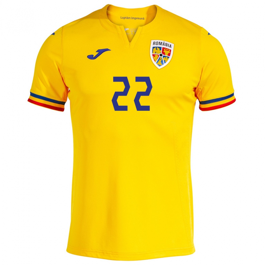 Criança Camisola Romênia Vasile Mogoș #22 Amarelo Principal 24-26 Camisa Brasil