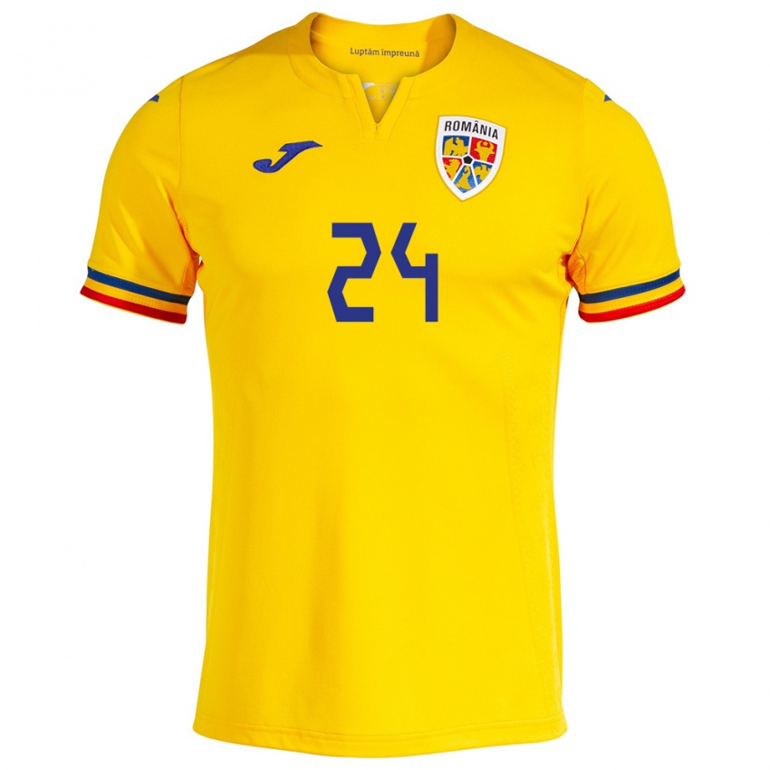 Criança Camisola Romênia Botond Gergely #24 Amarelo Principal 24-26 Camisa Brasil