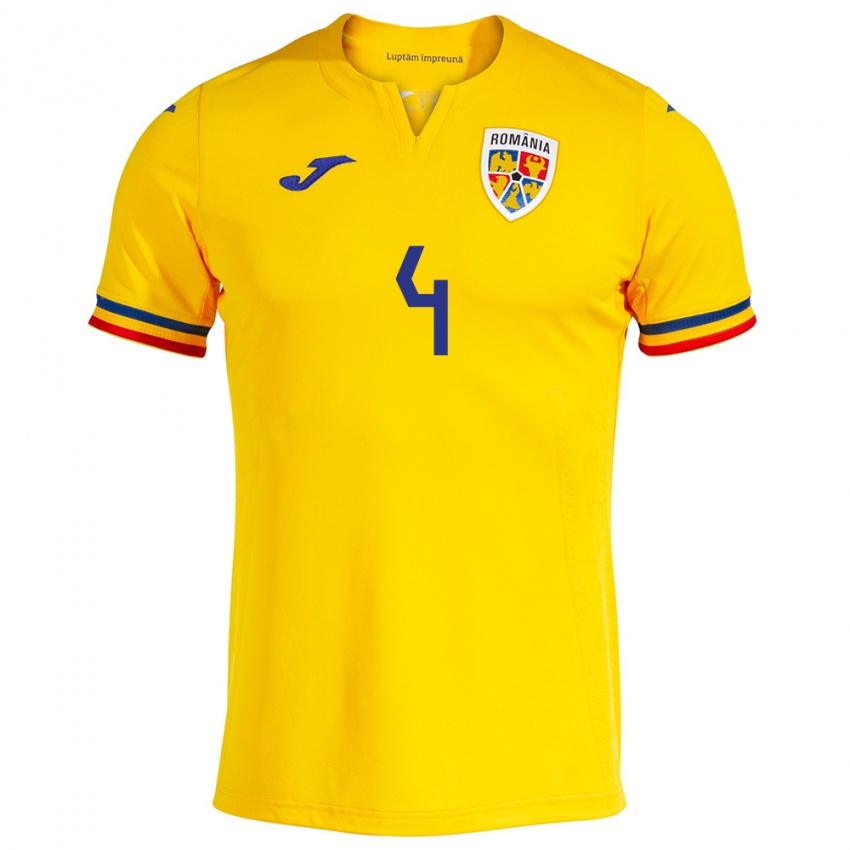 Criança Camisola Romênia Costin Amzăr #4 Amarelo Principal 24-26 Camisa Brasil