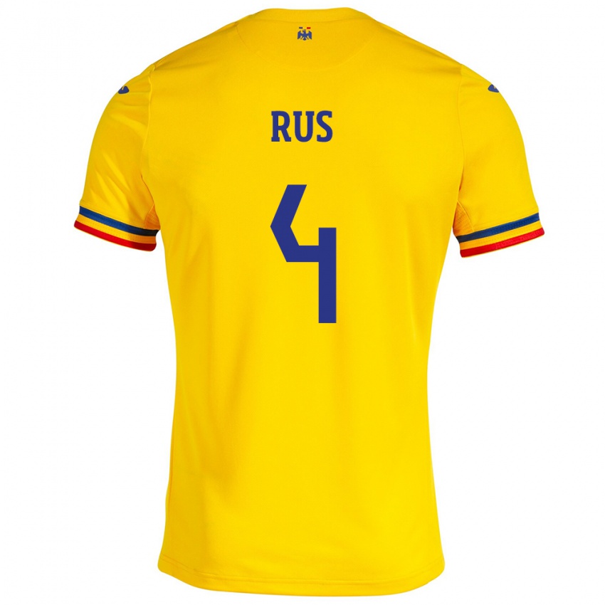 Criança Camisola Romênia Adrian Rus #4 Amarelo Principal 24-26 Camisa Brasil