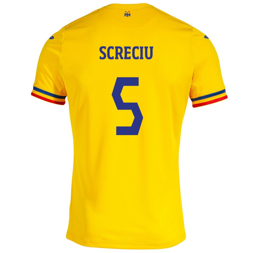 Criança Camisola Romênia Vladimir Screciu #5 Amarelo Principal 24-26 Camisa Brasil