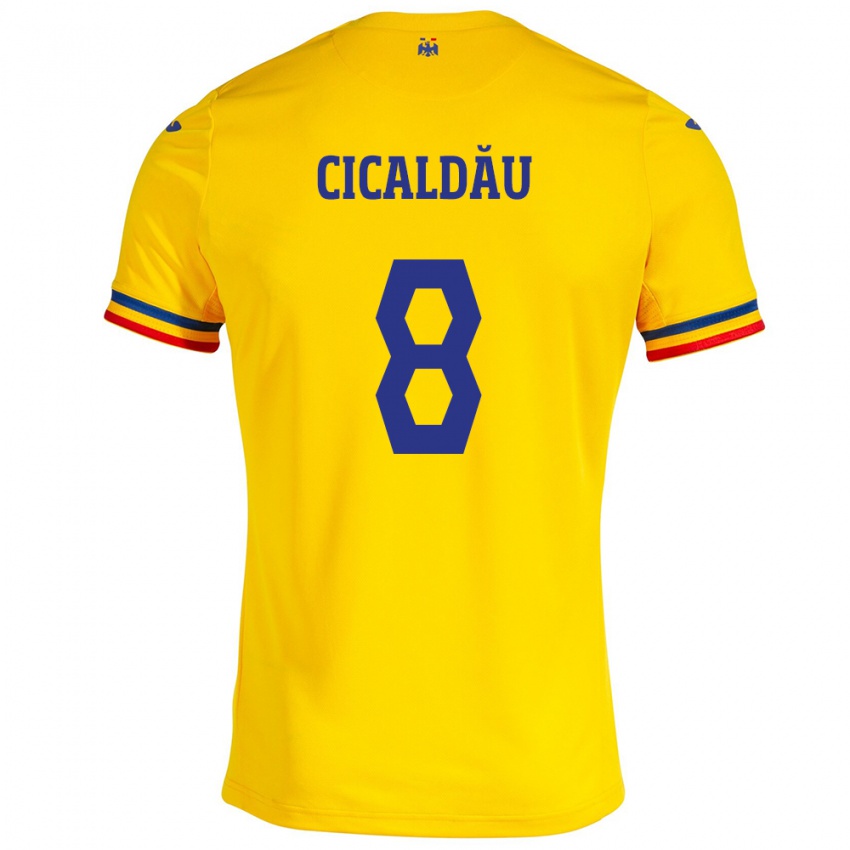 Criança Camisola Romênia Alexandru Cicâldău #8 Amarelo Principal 24-26 Camisa Brasil