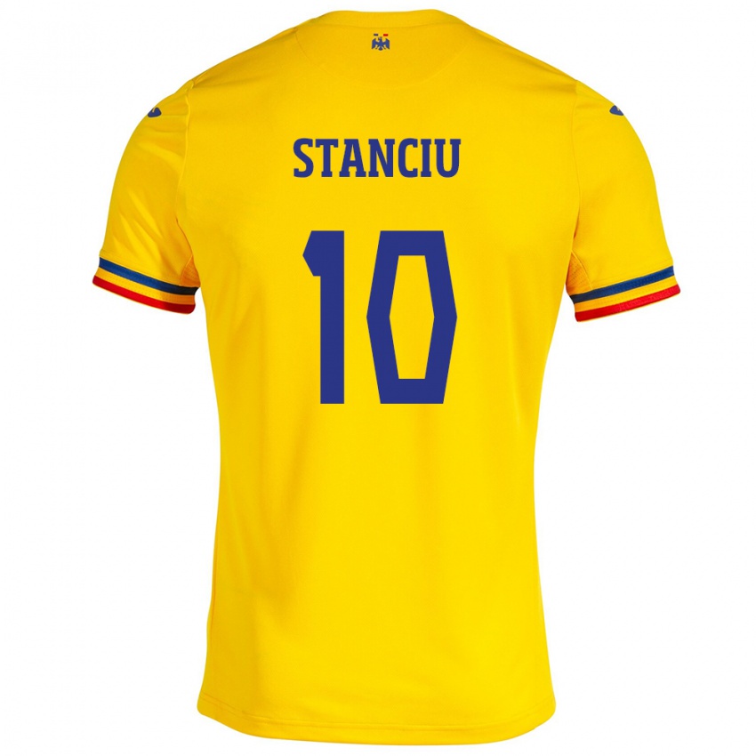 Criança Camisola Romênia Nicolae Stanciu #10 Amarelo Principal 24-26 Camisa Brasil