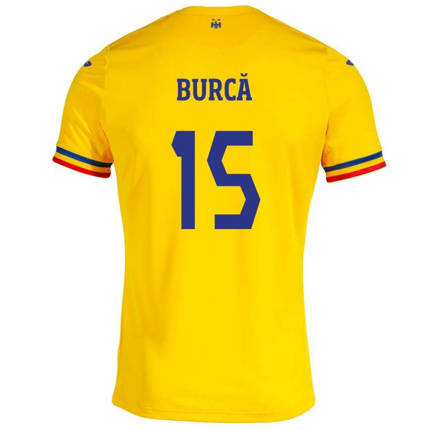 Criança Camisola Romênia Andrei Burcă #15 Amarelo Principal 24-26 Camisa Brasil