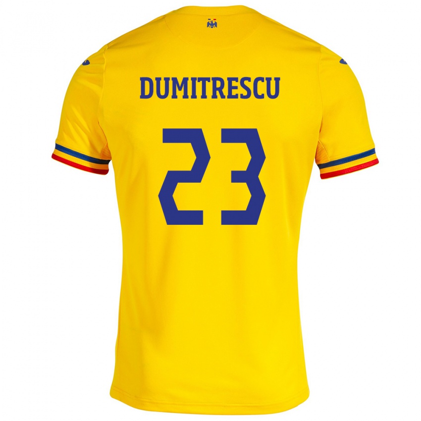 Criança Camisola Romênia Andres Dumitrescu #23 Amarelo Principal 24-26 Camisa Brasil