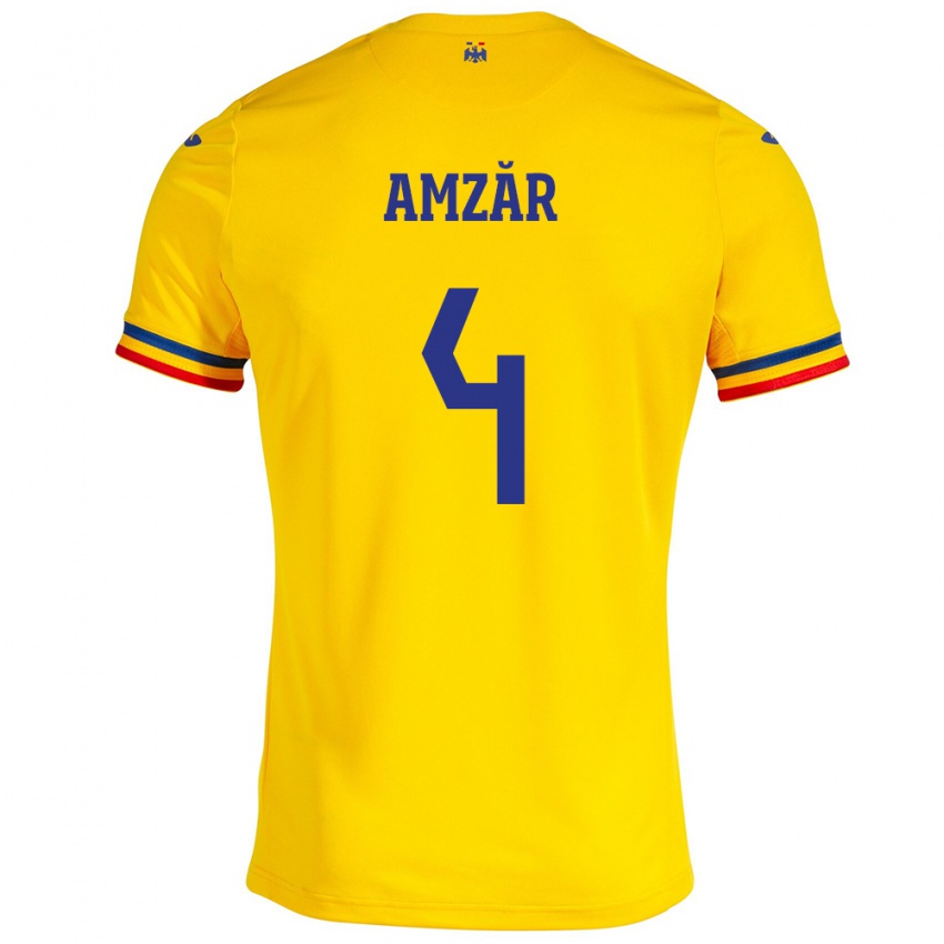 Criança Camisola Romênia Costin Amzăr #4 Amarelo Principal 24-26 Camisa Brasil