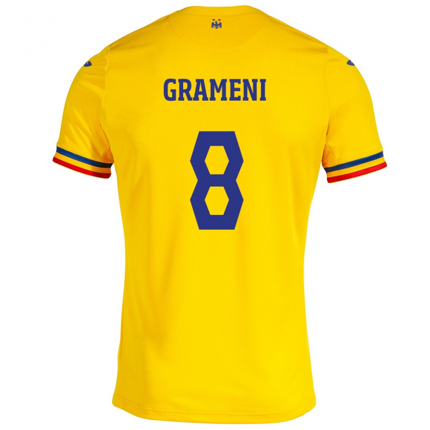 Criança Camisola Romênia Constantin Grameni #8 Amarelo Principal 24-26 Camisa Brasil