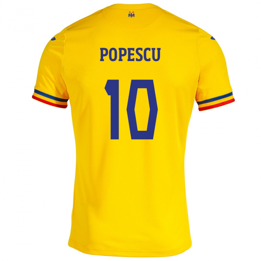 Criança Camisola Romênia Octavian Popescu #10 Amarelo Principal 24-26 Camisa Brasil