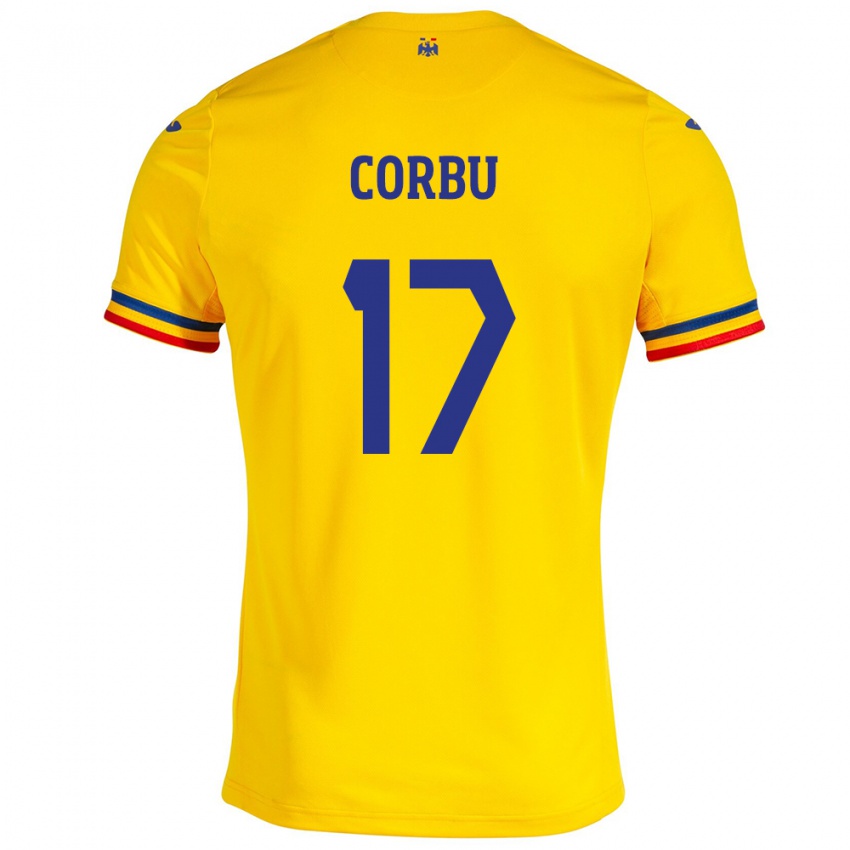 Criança Camisola Romênia Marius Corbu #17 Amarelo Principal 24-26 Camisa Brasil