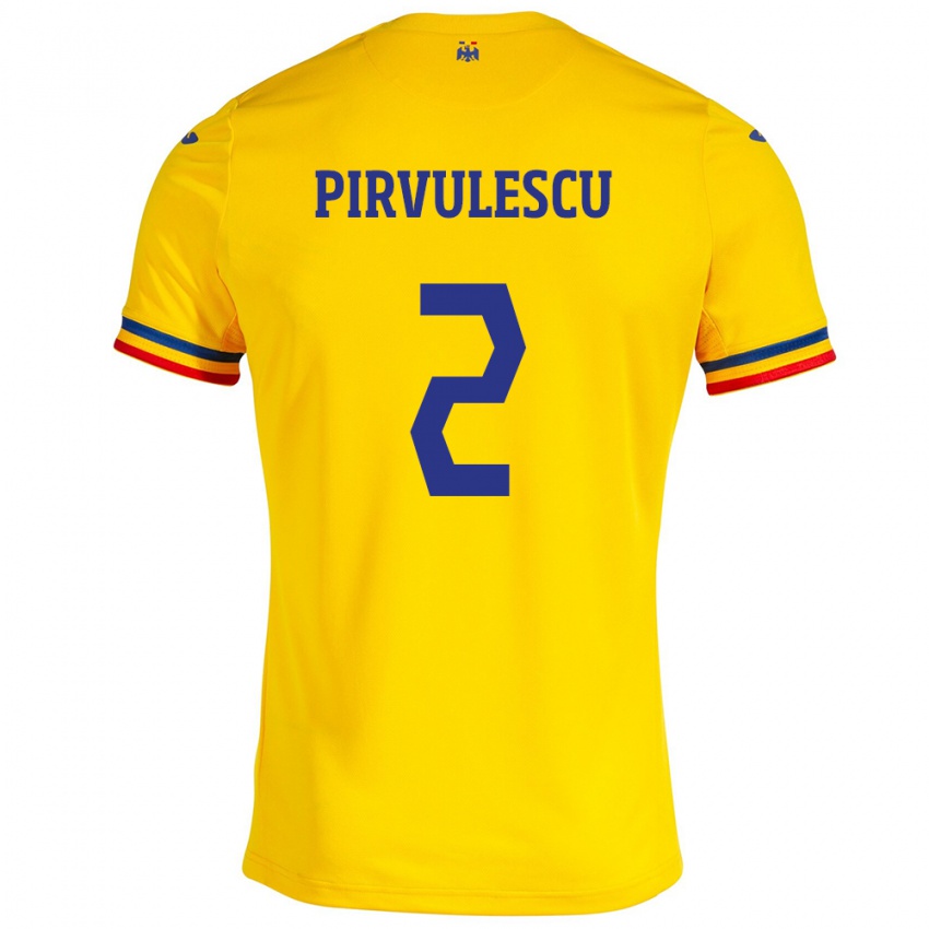 Criança Camisola Romênia Sergiu Pîrvulescu #2 Amarelo Principal 24-26 Camisa Brasil
