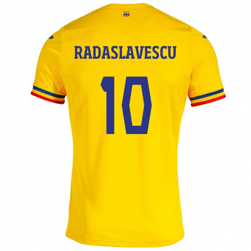 Criança Camisola Romênia Eduard Radaslavescu #10 Amarelo Principal 24-26 Camisa Brasil