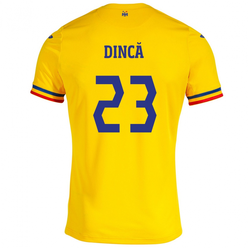 Criança Camisola Romênia David Dincă #23 Amarelo Principal 24-26 Camisa Brasil