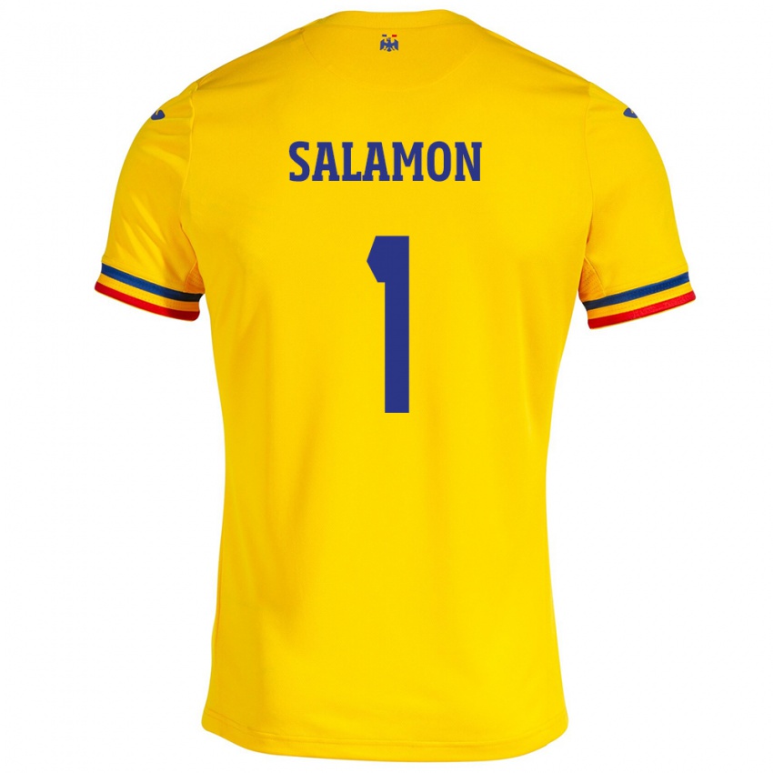 Criança Camisola Romênia Szidonia Salamon #1 Amarelo Principal 24-26 Camisa Brasil