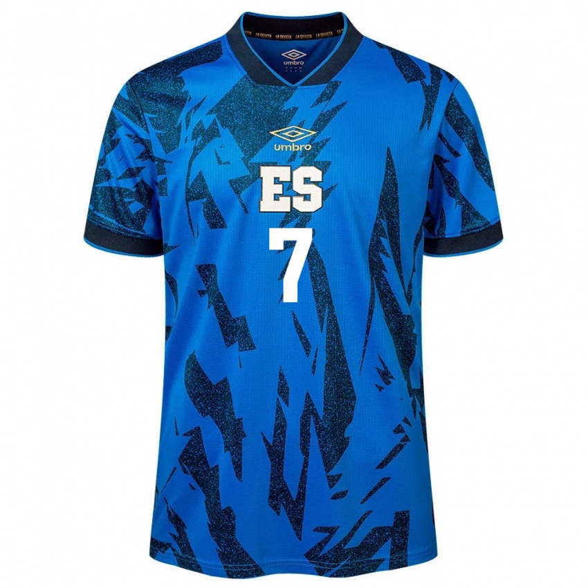 Criança Camisola El Salvador Jefferson Valladares #7 Azul Principal 24-26 Camisa Brasil