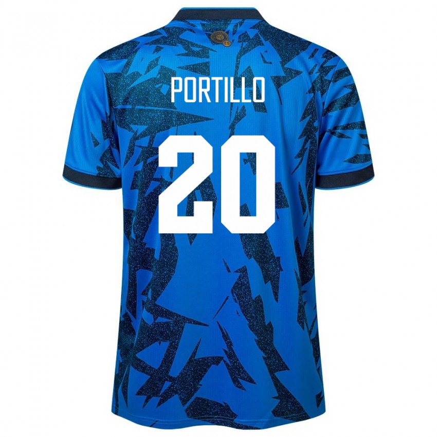 Criança Camisola El Salvador Isaac Portillo #20 Azul Principal 24-26 Camisa Brasil